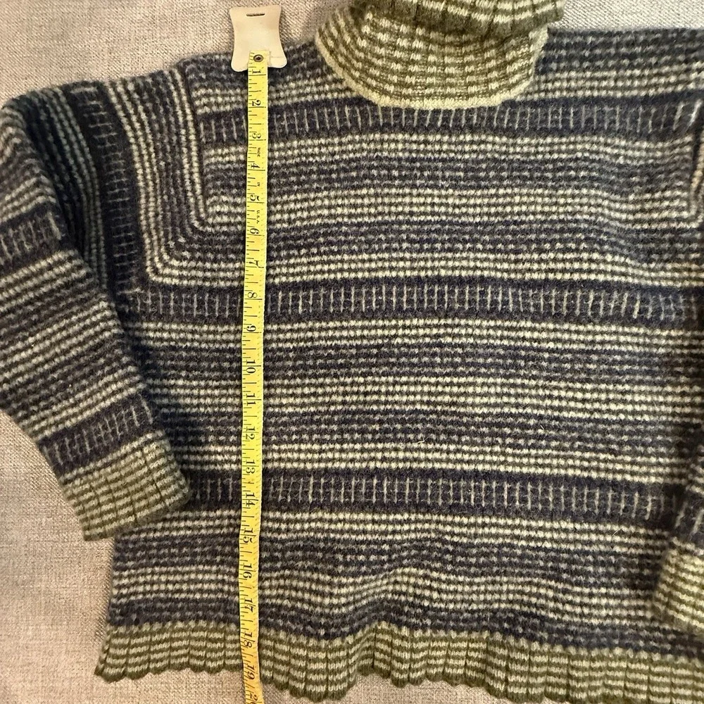 Field Gear Shetland Wool Turtleneck Sweater Mens L Vintage Nordic Striped Fits M